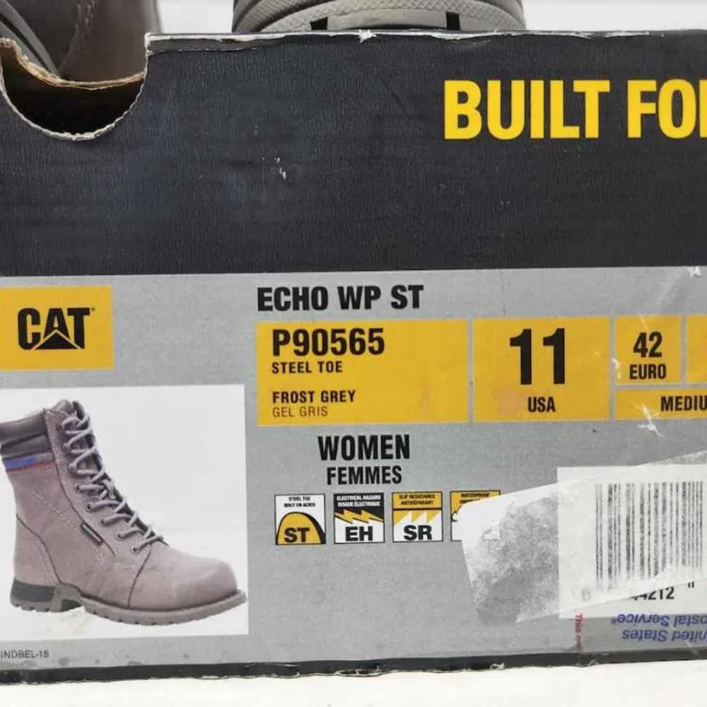 Women's 11 Cat Footwear Caterpillar Echo waterproof steel toe grey work boots - Picture 3 of 15